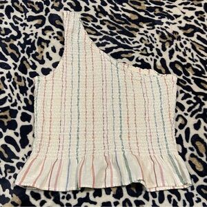 ‼️SOLD‼️ One shoulder smocked top